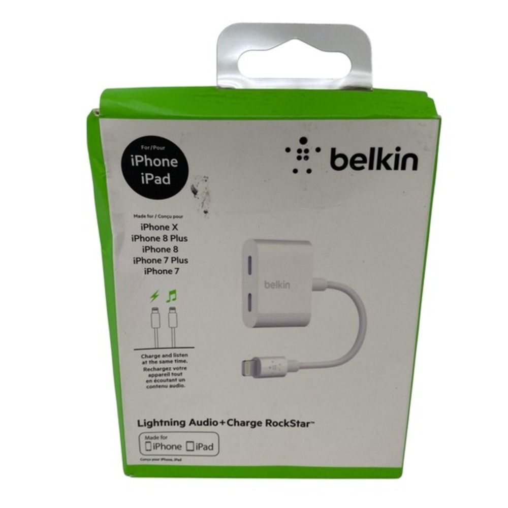 Belkin RockStar Series Audio and Charge Adapter for Apple iPhones (MFI)‎ - White